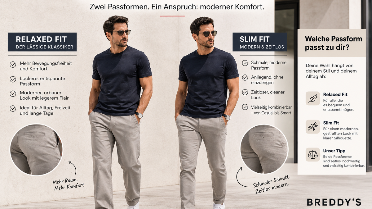 Passformvergleich Relaxed Fit und Slim Fit