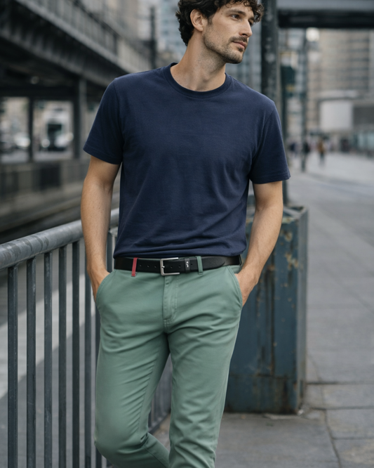 eise-Essential für Herren: Formstabile BREDDY’S Hose aus Rizinus-Komponenten; bügelleicht, atmungsaktiv und dank 2-Way-Stretch-Technologie auch nach langen Flügen perfekt in Form