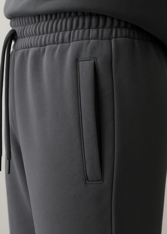 Detailaufnahme der Tasche der BREDDY’S RELAXED SWEATPANTS in Grau aus TENCEL™