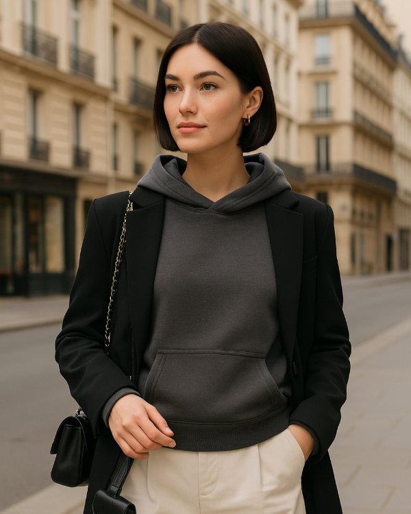 BREDDY’S Damenhoodie bei Sonnenlicht – cleanes Design, natürliche Performance