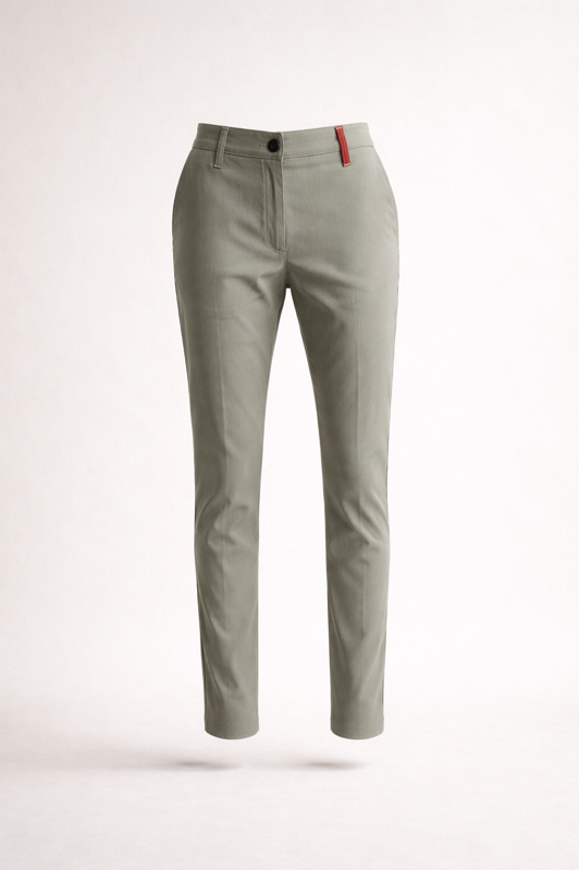 Bügelfreie Damen-Chino aus Rizinusfaser – funktionale Stoffhose von BREDDY’S, die knitterfrei bleibt und in Österreich designt wurde.
