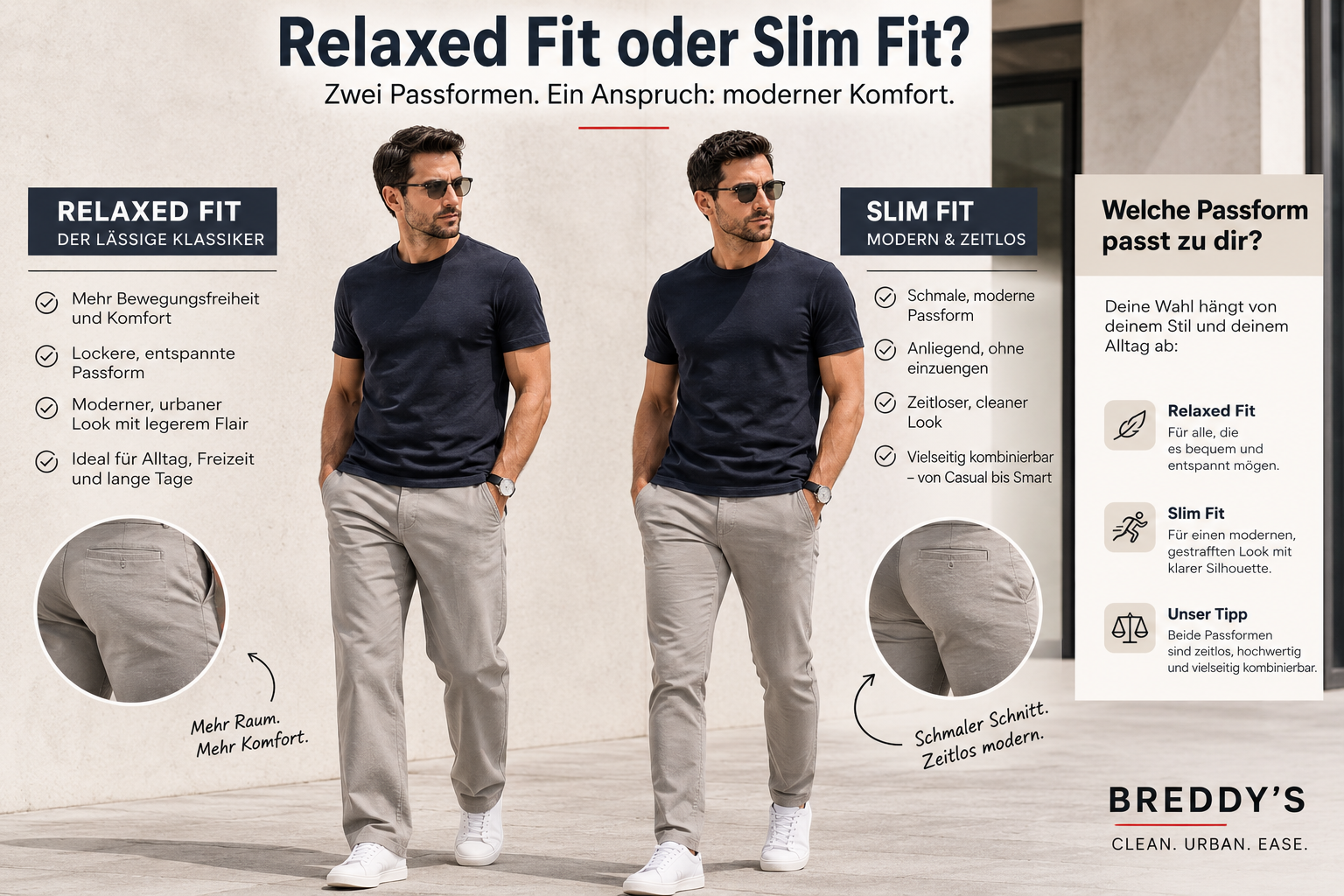 Passformvergleich Relaxed Fit und Slim Fit