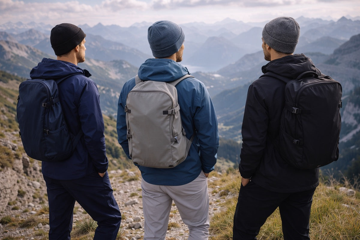 Modebewusstes Paar im weißen BREDDY’S T-Shirt beim Flanieren in der Innenstadt.
